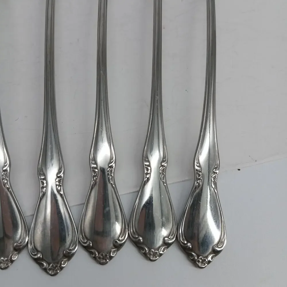 5+2X LH Tsp Oneida CHATEAU Stainless Flatware Long Handle Tea SPOONS Glossy USA